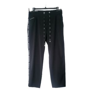 Women's Y2K Black Drawstring Side Letter Print Large  Size Jogger Sweatpant New